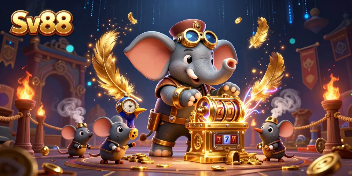 Engage with Sv88 by spinning golden slot machines amidst dynamic steampunk characters and casino elements.