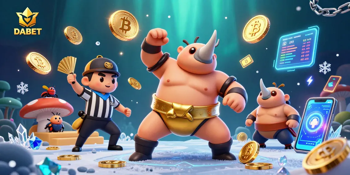 DABET enthusiasts engaging with a vibrant animated scene showcasing thrilling casino elements and cryptocurrency excitement.