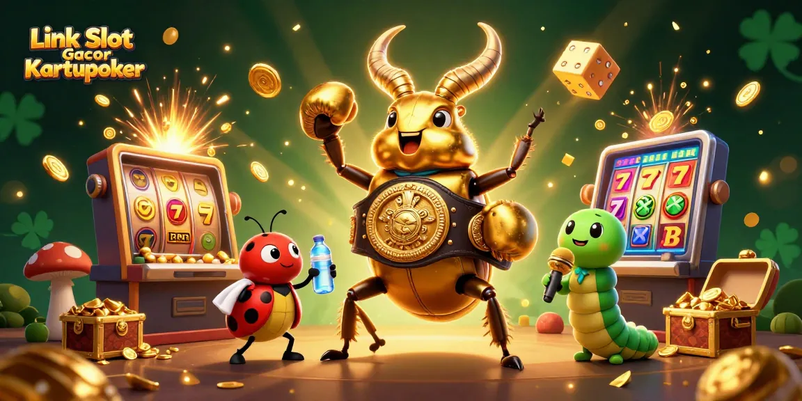 Play exciting games at Link Slot Gacor Kartupoker, featuring a lively jackpot scene with vibrant casino elements.