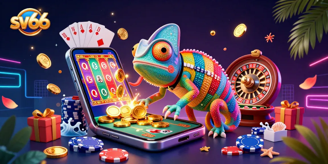 sv66 chameleon casino owner snatching golden coins amidst an action-packed gambling scene