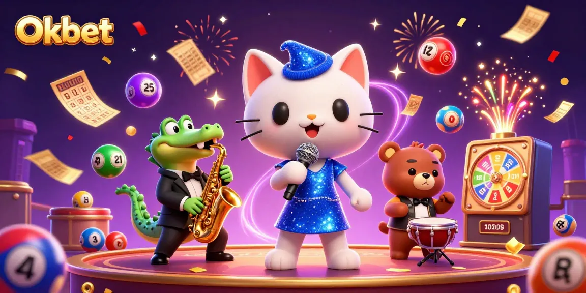 Experience the excitement of Oxbet with vibrant characters and dynamic casino game elements showcased in this lively 3D scene.