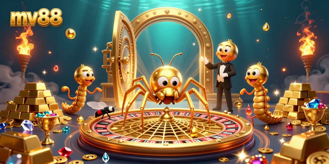 Spin the roulette with mv88's exclusive golden spider web and treasure-filled scene.