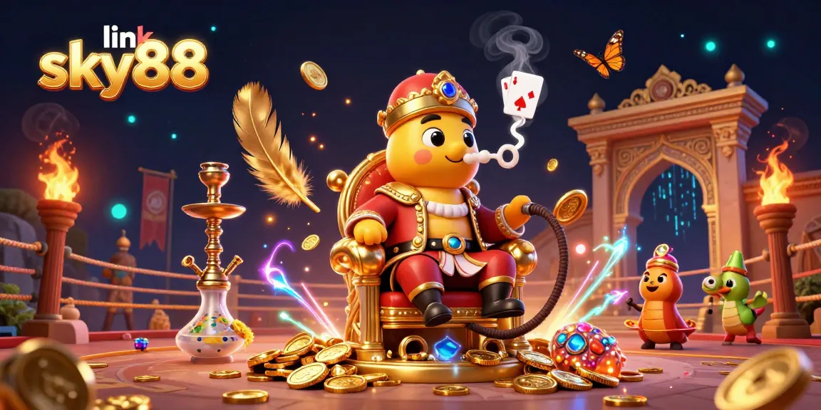 Engage with link sky88's captivating casino atmosphere featuring a legendary hookah-master and poker symbols.