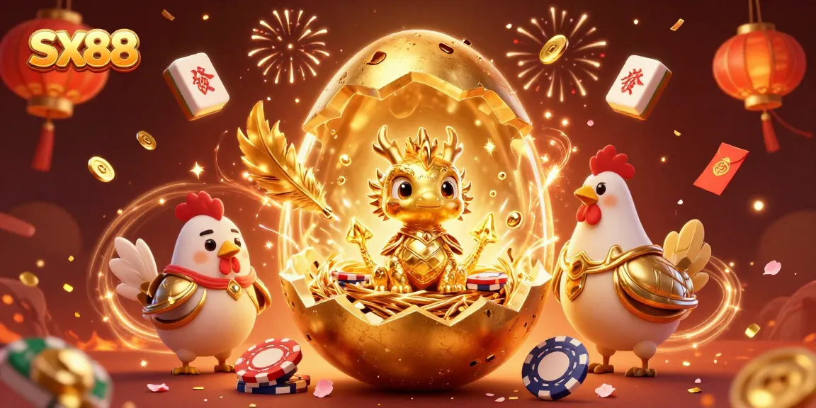 SX88 captivates players with a dazzling scene of a golden dragon and poker chips amid festive elements