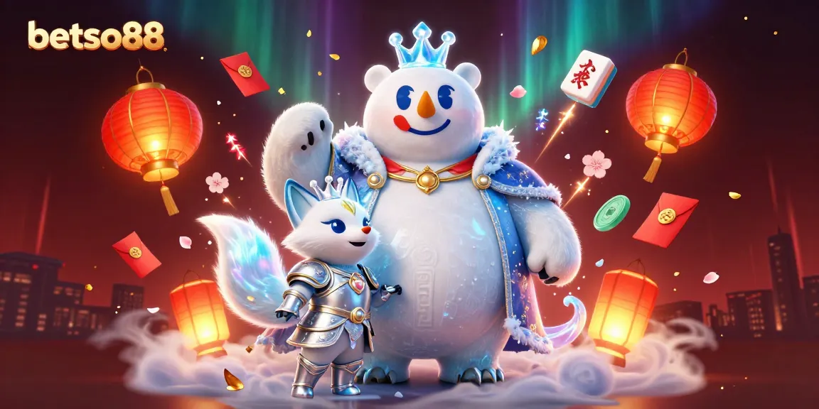 Betso88 offers a thrilling 3D cartoon casino scene with animated characters and game elements.