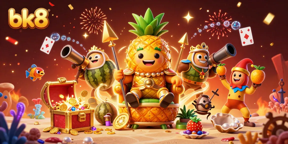 Experience the thrill of bk8 with vibrant casino games amidst golden treasures and exciting characters.