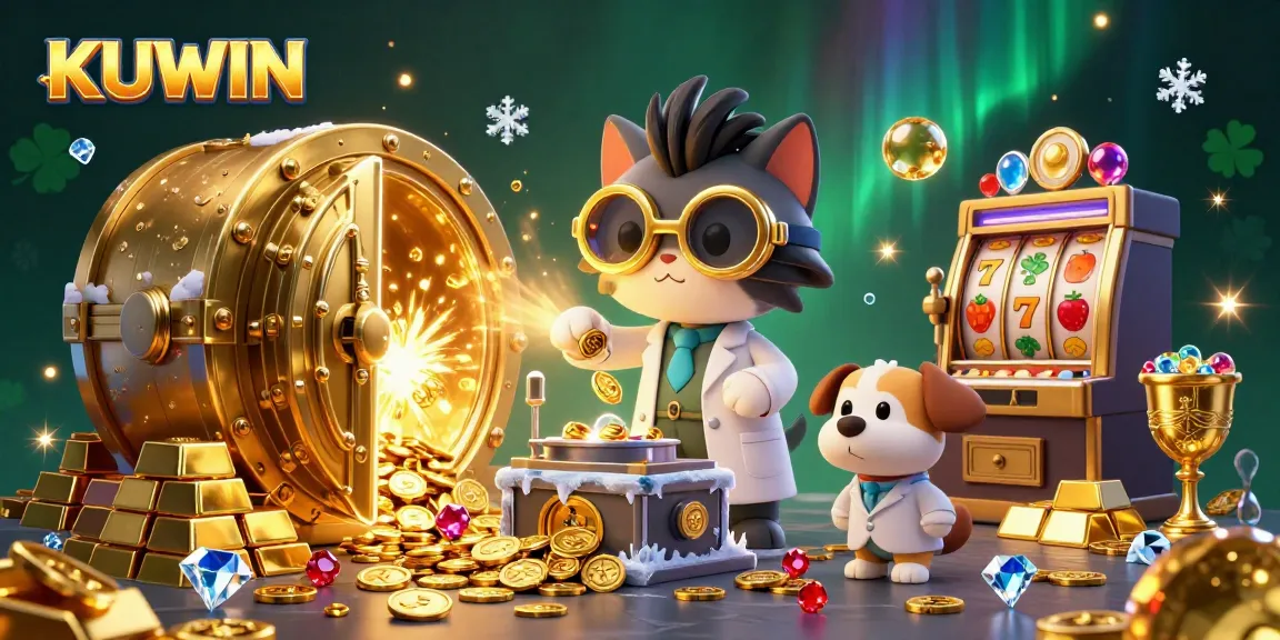 Winning with KUWIN at an exciting cartoon casino featuring treasure and slot machines