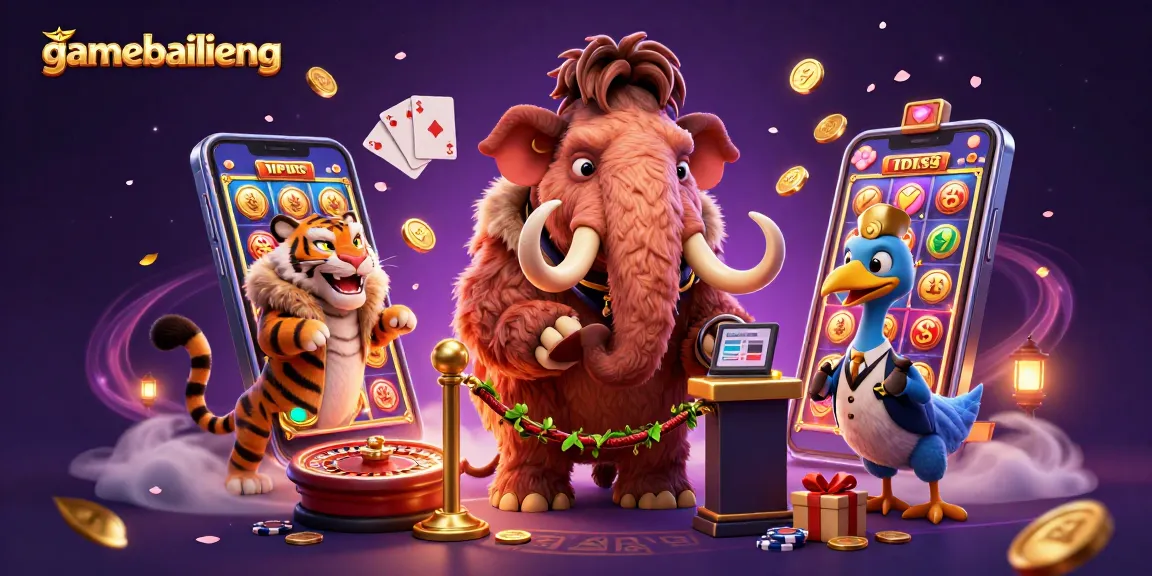 Experience thrilling action at gamebailieng with a vibrant 3D casino scene filled with characters and games.