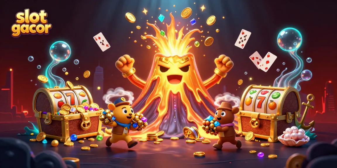 Menangkan slot gacor dengan ilustrasi mengagumkan dari gunung berapi emas dan harta karun.