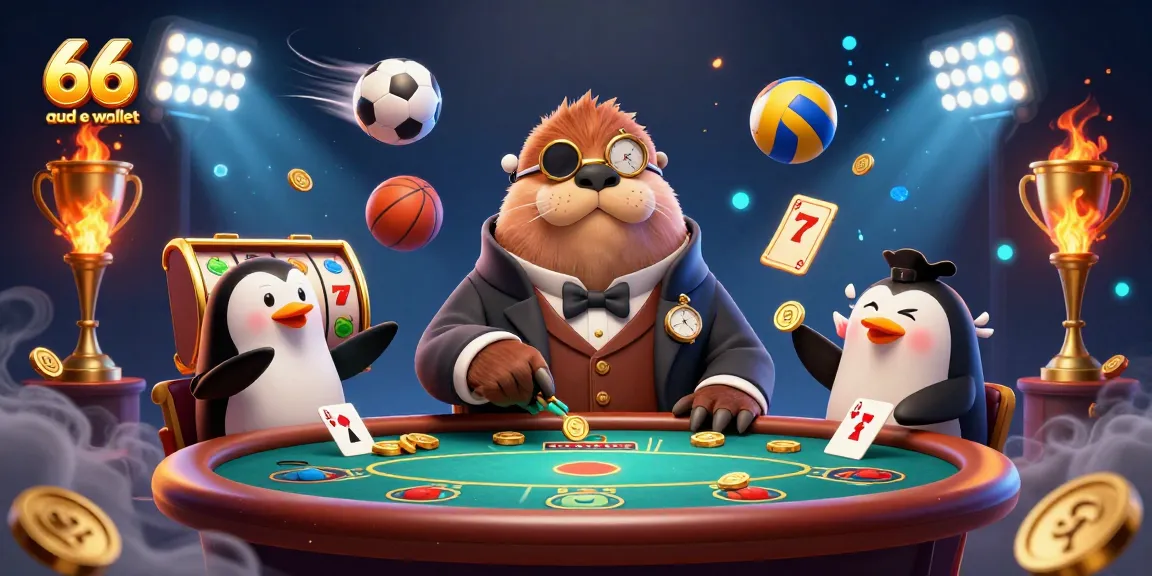 Experience thrilling games with 66 aud e wallet at an underwater poker table featuring unique characters.