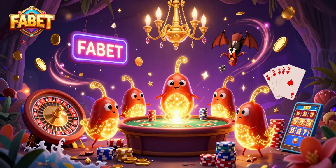 FABET guides players in a vibrant cave casino illuminated by glowworms and a bat dealer.