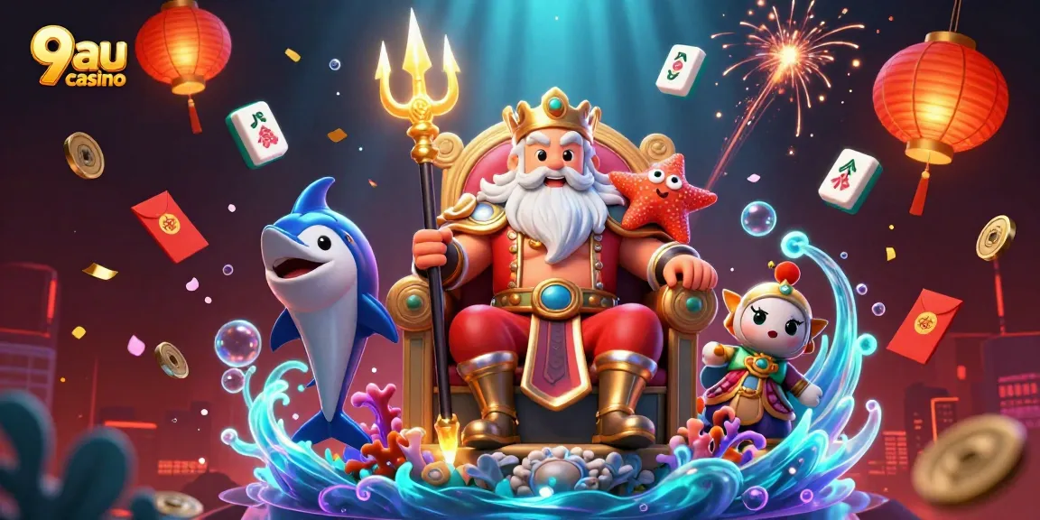 Experience thrilling gameplay at 9au casino with underwater themed characters and gaming elements.