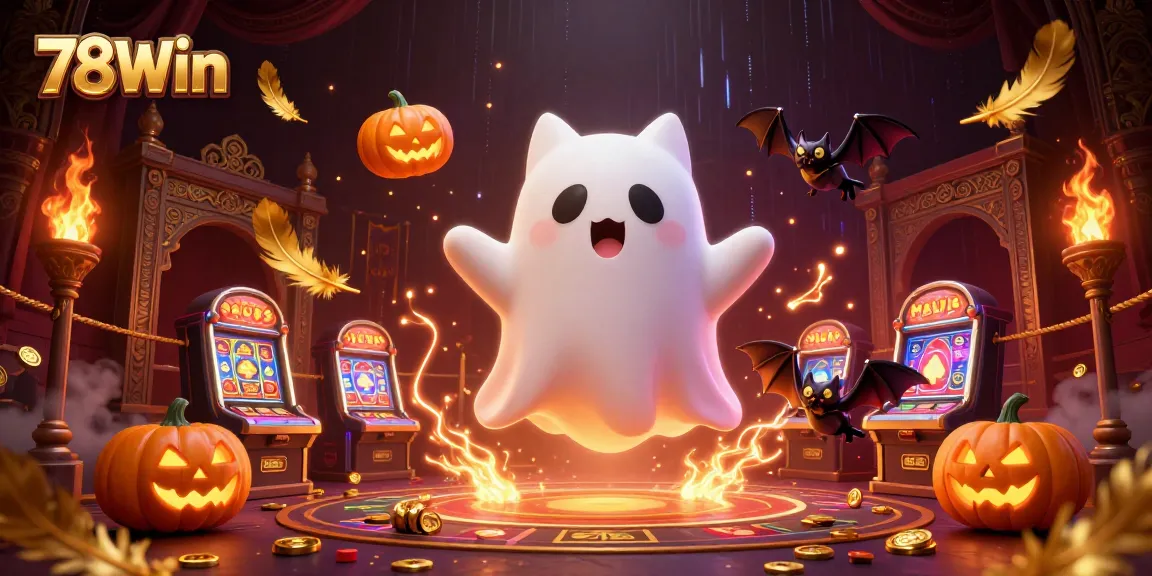 Experience thrilling gameplay with 78Win's ghost cat in an enchanted casino setting.