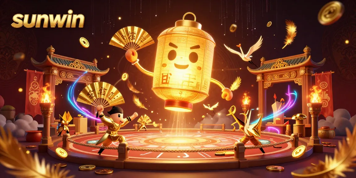 Experience thrilling gameplay at sunwin, featuring captivating golden lanterns and dynamic casino action.