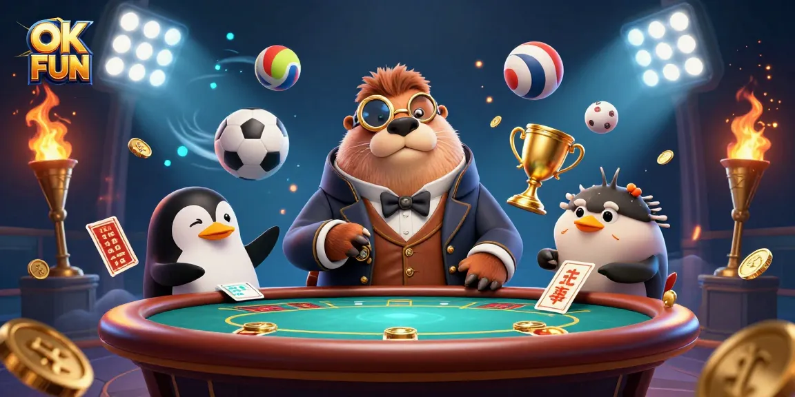 Experience the thrill of betting with OK FUN at a whimsical underwater poker table featuring animated sea characters.
