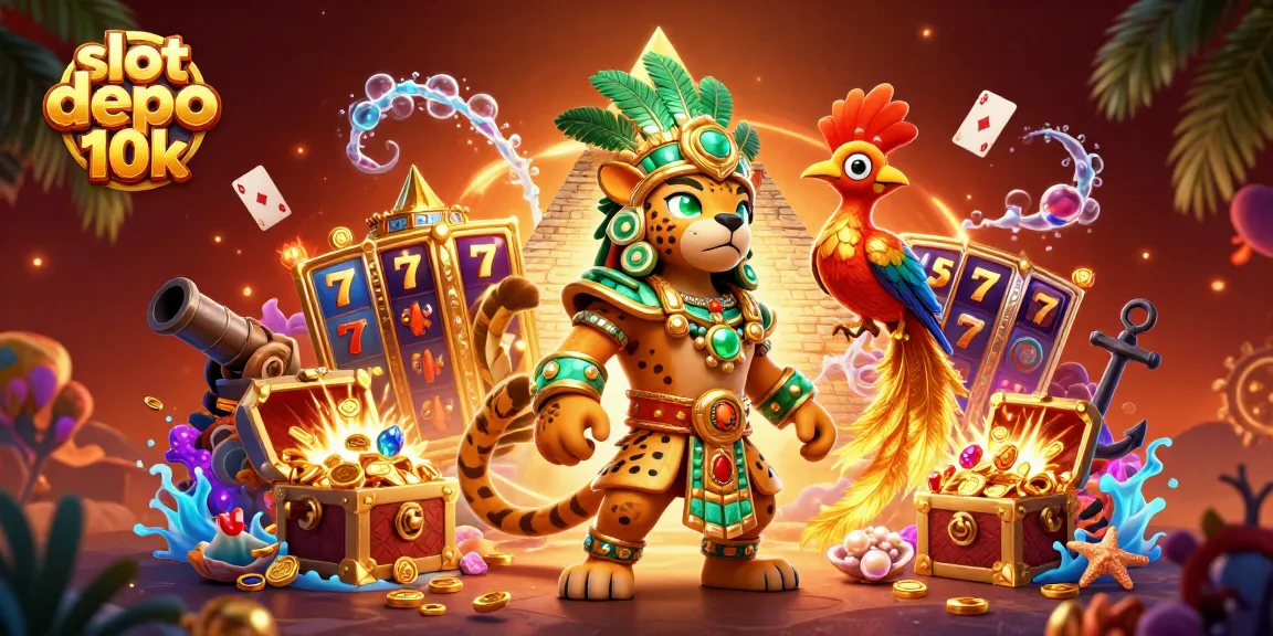 Engage in thrilling slot games with slot depo 10k, featuring colorful slots and dynamic casino elements.