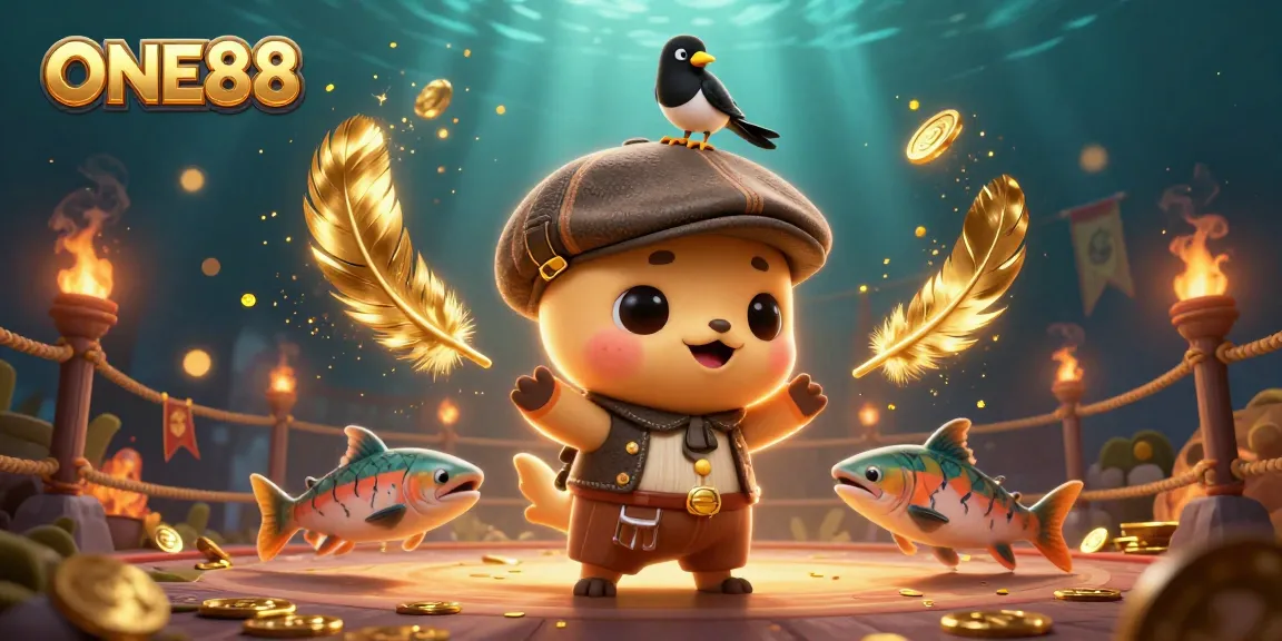 ONE88 immersive gaming scene featuring a playful Loch Ness monster and gold-rich elements.