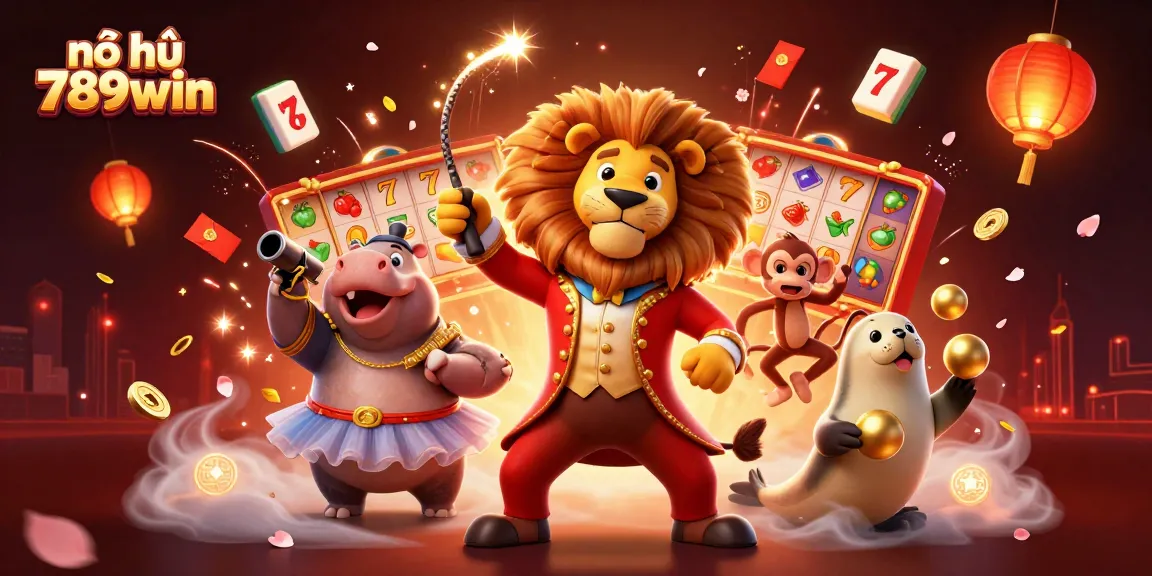 Engage with exciting nổ hũ 789win while enjoying a lively circus scene filled with vibrant casino elements.